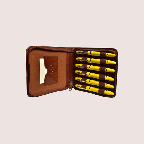 Aston Leather 6 Pen Case