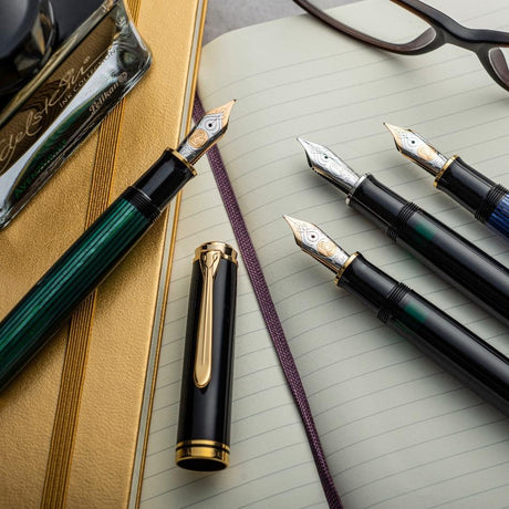 Pelikan M600 Fountain Pen - Blue with Gold Trim - Pure Pens